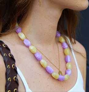 Collar de Perlas Azul Claro MN EXPORTS MNE-2278, Joyería Casual para Mujer, Perlas Naturales de Resina en Forma de Corazón, Joyería Acrílica para Boda - Product Image 4