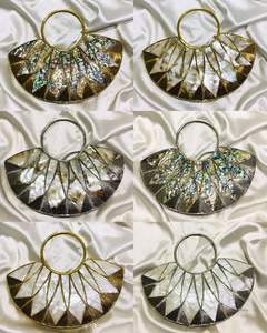 Best Fashion Mother of Pearl Inlay <b>Clutch</b> Handbag in <b>White</b> MOP with Chains for Girls & Ladies - Product Image 5