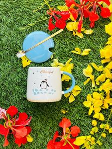 Ensemble de tasses de la série Penguin, tasse à thé avec cuillère, design pingouin mignon, ensemble de tasses à café originales, tasse avec couvercle et cuillère - Product Image 1