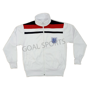 เสื้อแจ็คเก็ตฟลีซทรงสปอร์ตสีขาวสไตล์เรโทรแบบสั่งทำพิเศษ คอตั้ง ปักลายสไตล์วินเทจ เสื้อแจ็คเก็ตกันน้ำสำหรับผู้ชาย ผลิตในปากีสถาน - Product Image 1