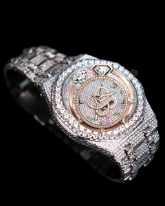 Montre de luxe pour homme en moissanite VVS, entièrement sertie de diamants, bracelet en acier inoxydable - Product Image 1