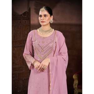 Conjunto de ropa de fiesta de diseñador para mujer con hermosa parte superior e inferior de Dupatta - Product Image 1
