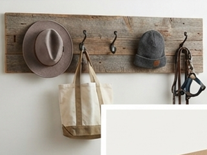 Modern Wood Wall <b>Hook</b> Rack With 4 <b>Black</b> Metal <b>Hooks</b> Rustic Style For Clothing Storage Elegant Home Decoration - Product Image 2
