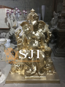 รูปปั้นพระพิฆเนศแบบดั้งเดิมทำจากเส้นใยสำหรับตกแต่งงานแต่งงานแบบอินเดีย ใช้ได้ทั้งภายในและภายนอกอาคาร - Product Image 3