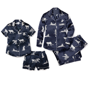 Women's High Quality Summer Sleep Wear Organic Knitted Jersey Pajamas Set Custom Pattern Sublimation Printed <b>Trouser</b> Shorts - Product Image 6