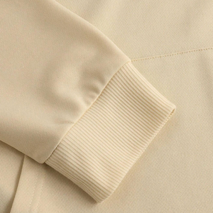 Conjunto Premium de Sudadera con Capucha y Pantalones Cortos para Hombre, Color Crema, Manga Regular, Color Sólido, Sudadera Informal de Felpa con Bolsillo Canguro, Ropa de Otoño - Product Image 4