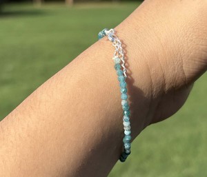 Wholesale Blue Apatite <b>Bracelet</b> Fine Gemstone <b>Bead</b> <b>Bracelet</b> with 925 Sterling Silver Extension Chain for Women - Product Image 3