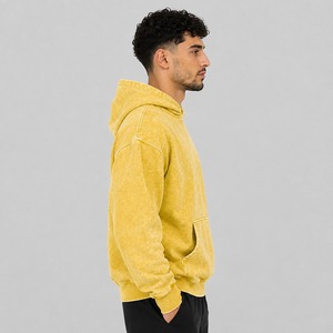 Suéter de Invierno para Hombre de Alta Calidad, 100% Algodón, Lavado Ácido, Color Sólido, Casual, Ecológico, de Secado Rápido, Transpirable, con Cuello de Forro Polar y Logotipo - Product Image 2