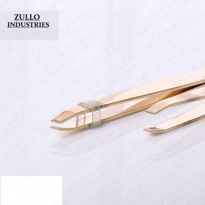 Luxury Gold Stainless Steel Slant Tip Eyebrow Tweezers Custom Logo Premium Beauty Grooming <b>Tool</b> Wholesale - Product Image 5