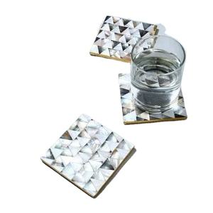 Vadrouille naturelle Mother Pearl Bone Inlay Sous-verres couleur personnalisée meilleur design Dernier design Bone Inlay Coaster pour la maison cuisine - Product Image 1