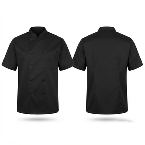 เสื้อเชฟแบบยูนิเซ็กซ์ พรีเมียม 65% โพลีเอสเตอร์ 35% ผ้าฝ้าย 180 GSM แผงตาข่ายระบายอากาศ สีดำ พิมพ์โลโก้ด้วยผ้าไหมแบบสั่งทำพิเศษ สำหรับชุดยูนิฟอร์ม - Product Image 4