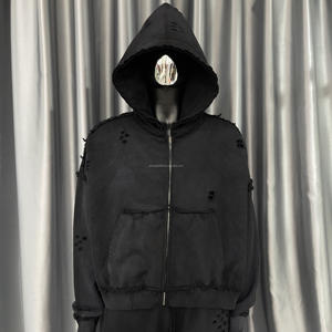 En gros, Ensemble sweat à capuche et pantalon de survêtement pour homme, uni, délavé à l'acide, coupe évasée, style vintage, 100% Coton, Anti-bactérien, Coupe-vent, Respirant, Hiver - Product Image 4