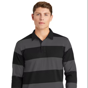 <b>Men's</b> <b>Long</b> <b>Sleeve</b> Striped Knitted <b>Polo</b> <b>Shirt</b> Casual Color Blocked Design with Pocket Regular Fit - Product Image 4