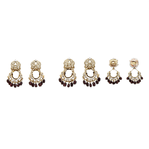 Ensemble de boucles d'oreilles en zircon Kundan, élégantes, ethniques, de créateur, de luxe - Product Image 3