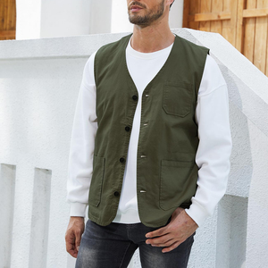 Heavy Duty Men Canvas <b>Vest</b> Durable Workwear Body Warmer Custom Logo Stitched Cotton Fabric Sleeveless Jacket For Workwear - Product Image 5