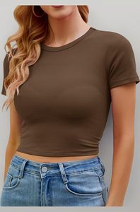 Ropa Deportiva Informal para Mujer, Top Informal Cómodo con Cuello Redondo Básico y Minimalista - Product Image 3