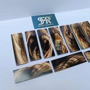 Plaques de matériau exotique en corne de buffle à rayures dorées pour manches de couteaux pliants, lames fixes et projets DIY - Product Image 4