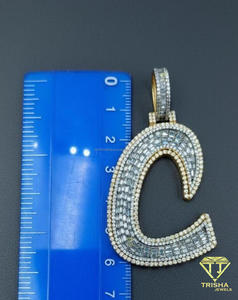 Hip Hop Iced Out C Letter <b>Pendant</b> Moissanite Diamond Gold Chain Bling <b>Initial</b> Necklace Statement Jewelry Gift - Product Image 5