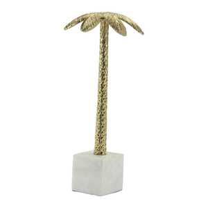 Escultura de Palmera Dorada de 33.5cm de Alto x 15cm de Ancho x 15cm de Largo, Base de Aluminio, Hecha a Mano, Decoración Costera Moderna y Ecológica, Arte para Mesa - Product Image 2