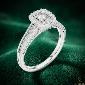 Bague de fiançailles avec halo de diamants de laboratoire taille Asscher en or blanc 9K 10K 14K 18K, certifiée IGI, bijoux de mariage pour femmes - Product Image 4