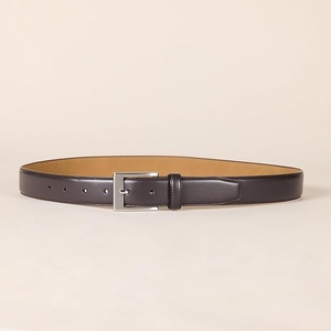 Cinturón Casual Genuino con Hebilla Cuadrada Marrón Sólido, Ancho, con Estampado Plateado por Transferencia Térmica, Duradero, Accesorio para Oficina - Product Image 5