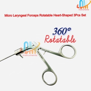 Instruments ORL : Micro-pince laryngée rotative à 360 degrés avec canal d'irrigation, mâchoire en forme de cœur, en acier inoxydable de qualité médicale - Product Image 4