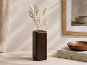 Affordable Handmade Wooden Vase for Pampas <b>Grass</b>, <b>Dried</b> Flowers and Elegant Farmhouse Home Table Decoration - Product Image 2