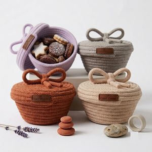Unique Round Shape With Bow Cotton <b>Gift</b> Basket Custom Ramadan <b>Gift</b> <b>Box</b> Small Indoor Decorative <b>Box</b> For Ramadan <b>Eid</b> Decoration - Product Image 1