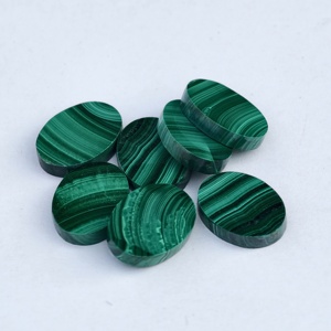 พลอยมาลาไคต์ทรงรีธรรมชาติแบบแบนสีเขียว - Product Image 2