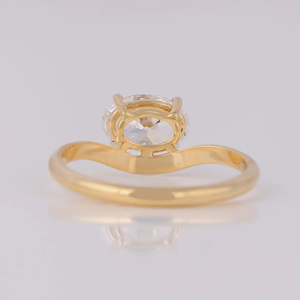 1 Ct Oval Cut Lab Grown Diamond 14K Gold Plated Luxury Engagement Wedding Ring IGI Certified for Her - Product Image 2