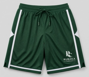 Short de basket en mesh bleu clair avec bordure blanche, cordon de serrage et logo Huracan, conçu en studio professionnel pour une respirabilité optimale en équipe. - Product Image 5