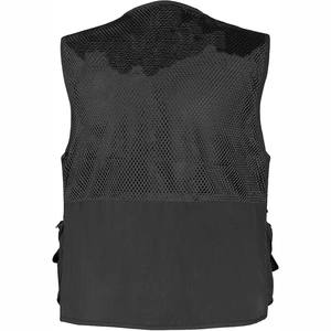 Men's Breathable Multi-Pocket <b>Vest</b> Sleeveless Casual Work Outer Wear Zipper Closure Solid <b>Black</b> Mesh Polyester - Product Image 3