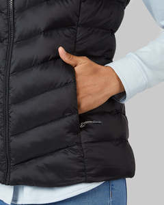 Chaleco Acolchado para Mujer, Negro, Cuello Alto, Cierre de Cremallera, Resistente al Viento, Antiarrugas, Relleno de Poliéster, Invierno, Casual, Corte Ajustado, Color Sólido - Product Image 3