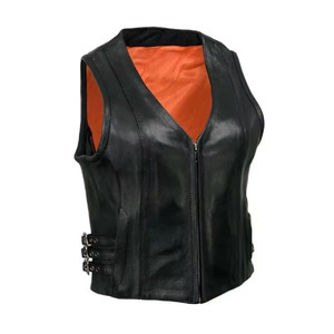 Streetwear Riding Wear Women Leather Vest Genuine Leather Zipper Sleeveless Jacket Ladies Classic <b>Biker</b> Motorcycle <b>Waistcoat</b> - Product Image 3