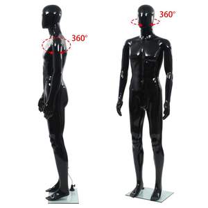 Maniquí Masculino Negro Brillante con Base de Vidrio, Cuerpo Completo de 72.8 Pulgadas - Product Image 5
