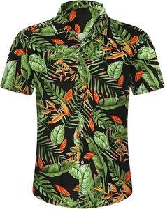 <b>Men</b>’s Summer Holiday <b>Shirt</b> Short Sleeve Button Down Tropical Print Casual <b>Shirt</b> - Product Image 3