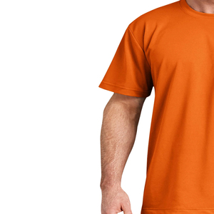 Men's Orange Short Sleeve <b>T</b>-<b>Shirt</b> Front Chest <b>Pocket</b> Oversized Fit 100% Cotton Casual Knit O-Neck Solid Color Breathable - Product Image 2