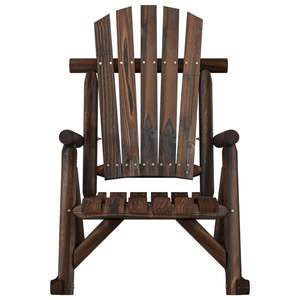Chaise à bascule de jardin en bois d'épicéa massif avec finition bois brûlé, taille standard - Product Image 3