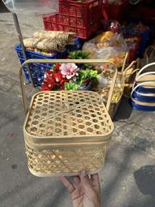Natural Bamboo Storage Suitcase <b>Box</b> | Woven Hamper Basket with Handle for Food, Fruit, and Picnic Storage Bamboo basket <b>box</b> - Product Image 2