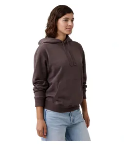 Sudadera con capucha personalizada al por mayor, color marrón, de forro polar suave y cálido, unisex, con bolsillo canguro y logotipo personalizado. - Product Image 4