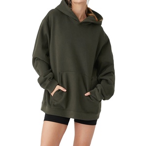 Jersey con capucha de gran tamaño para mujer de alta calidad, sudadera de algodón bordada con logotipo personalizado, vestido de peso pesado sin cuerdas - Product Image 5