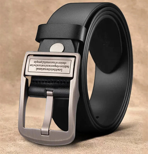 Ceinture formelle en cuir de vache marron avec boucle à ardillon en acier, moulage monobloc, design solide et durable pour hommes - Product Image 3