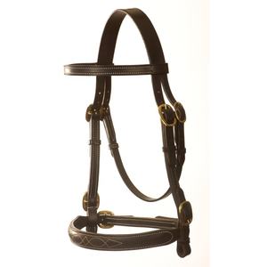 Bride d'étalon LED avec taille personnalisable Nouveau design Boucle en laiton doré Style de selle anglaise en cuir - Product Image 1