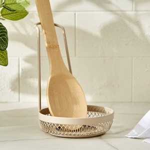Wooden Spoon Holder With Mesh Base Minimalist Kitchen Utensil Stand Matte Finish Dishwasher Safe - Product Image 1
