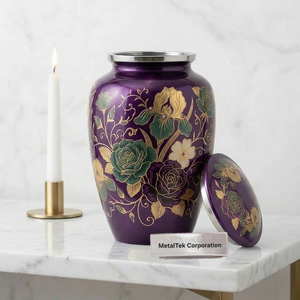 Premium Cremation Urn for Human Ashes Adult Handcrafted <b>Large</b> Metal Funeral Memorial Metal <b>Jar</b> Custom Colour Ashes Holder Vessel - Product Image 3