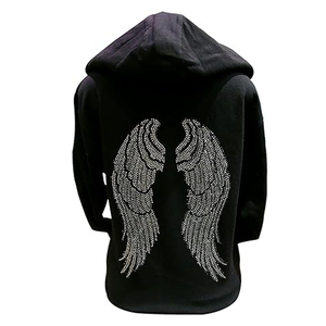 Black Zip-Up Acid Wash Anti-Pilling Bomber <b>Jacket</b> with Gothic Cross Glitter Print Sequins Unisex Loose Fit Winter Casual - Product Image 6