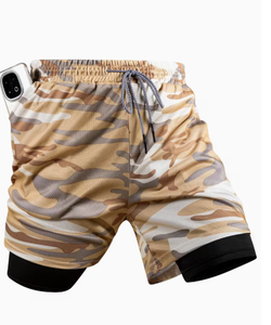 Pantalones Cortos Deportivos de Algodón Ecológico para Hombre con Forro Interior de Compresión, Doble Capa, Estilo Urbano, Cierre con Cordón y Bolsillos - Product Image 2
