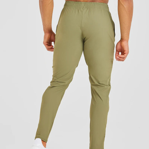 Pantalons de jogging pour hommes en vert olive, taille élastique, décontractés, légers, respirants, avec poches latérales, en tricot, en spandex et en polyester, pour l'été - Product Image 3