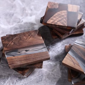 Handmade Natural Wood & Epoxy Resin <b>Coasters</b> Set 4 <b>Teal</b> Green <b>Coasters</b> Inlay Design 10cm Diameter REHMAN CRAFT Uttar Pradesh - Product Image 1