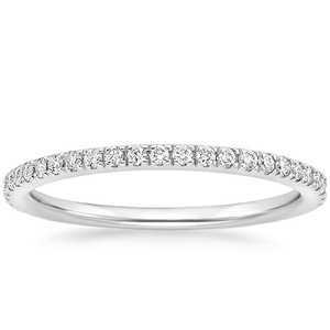 Anillo de Compromiso Apilable Valencia de Oro Blanco Sólido de 10K con Diamante Cultivado en Laboratorio, Banda de Eternidad Ancha de 1.4mm, Joyería de Oro Auténtico - Product Image 1